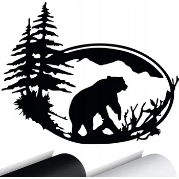 Samolepicí dekorace na vozidlo NÁLEPKA na auto MEDVĚD LES 12x15cm