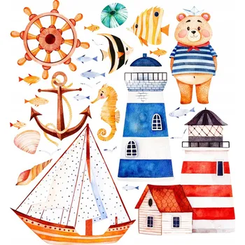 Obraz Sada samolepek Drukant na zeď pro děti v námořnickém stylu