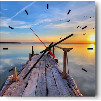 Hodiny Velké nástěnné hodiny 40x40 Krajina Skleněné hodiny Tiché