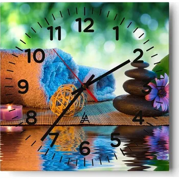 Hodiny Nástěnné hodiny do obýváku 40x40 Spa Bezhluké Hodiny na skle Stylové Tiché