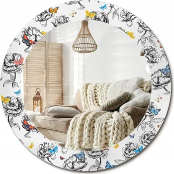 Zrcadlo Zrcadlo s potiskem do koupelny v předsíni Barevné motýli fi 60 cm