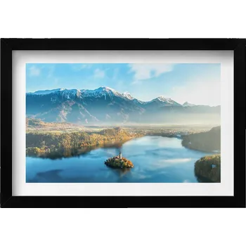 Obraz Dekorativní nástěnný obraz do pokoje Budova na jezeře v horách 30x20 cm