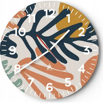 Hodiny Nástěnné hodiny do obýváku 40x40 Boho Kulatý Hodiny na skle Loft Tiché