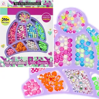 Dětské navlékací korálky SADA KORÁLKŮ K NAVLÉKÁNÍ NA NÁRAMKY A KORÁLE