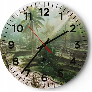 Hodiny Kuchyňské nástěnné hodiny 30x30 Krajina Moderní Skleněné hodiny do obýváku Tiché