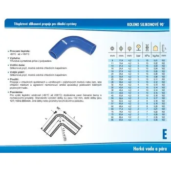 Kouřovod KOLENO SILIKONOVÉ 90° - 127 mm - automobil. propoj. hadice -60°/+180°C, průměr 55 mm