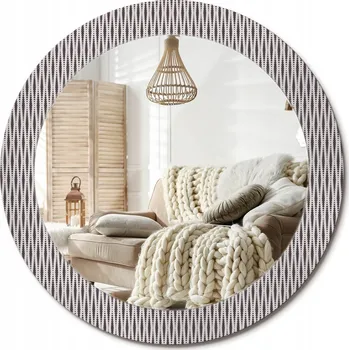 Zrcadlo Nástěnné zrcadlo zdobené grafikou na skle průměr 70 cm Geometrický vzor teček