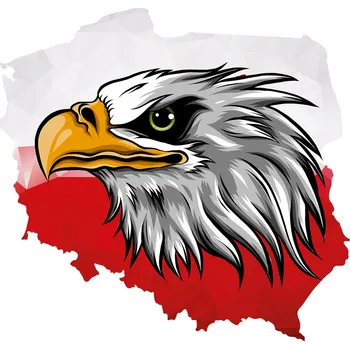 Samolepicí dekorace na vozidlo NÁLEPKA na auto POLSKO MAPA OREL 17x18 cm