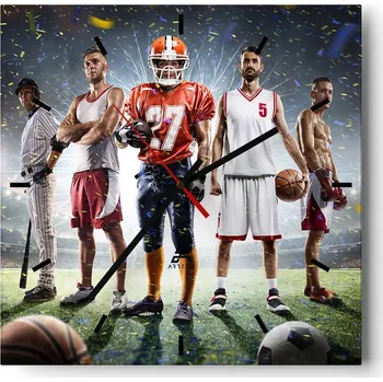 Hodiny Velké nástěnné hodiny na zeď 40x40 Sport Skleněné hodiny Čtvercové Tiché