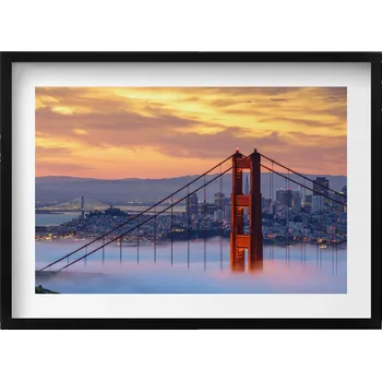 Obraz Dekorativní nástěnný obraz s rámem a grafikou loft Most v San Franciscu 70x50 cm