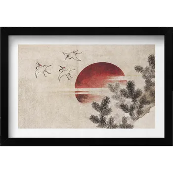 Obraz Nástěnný obraz v rámu s grafikou Japonské umění zapadající slunce 30x20 cm