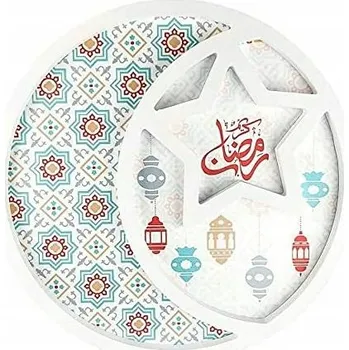 Talíř Bílý talíř na dezert Eid Mubarak Talíř pro servírování Ramadán