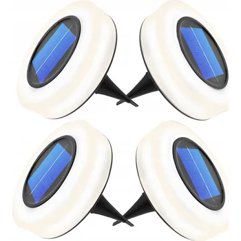 Venkovní osvětlení 4x LED Solární Zahradní Svítidlo Zapichovací Kulaté s Čidlem Soumraku