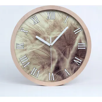 Hodiny Velké dřevěné tiché nástěnné hodiny pampeliška průměr 30 cm