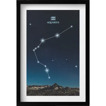 Obraz Ozdobný nástěnný obraz v černém rámu Souhvězdí zvěrokruhu Vodnář 40x60 cm