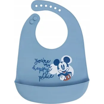 Silikonový bryndák MICKEY MOUSE Baby Blue, 6m+, 10429