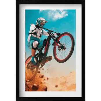 Obraz Dekorativní nástěnný obraz v černém rámu Jízda na motorce po poušti 40x60 cm