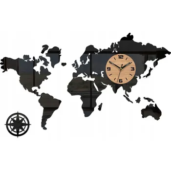 Hodiny Nástěnné hodiny Mapa světa 85 cm - moderní - tiché