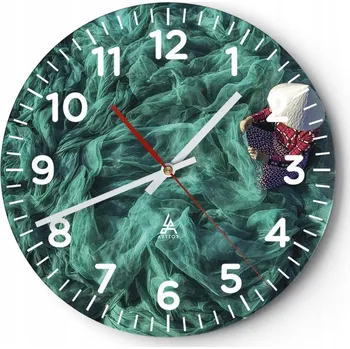 Hodiny Nástěnné hodiny do obýváku 40x40 Rybářská síť Hodiny na skle Loft Tiché