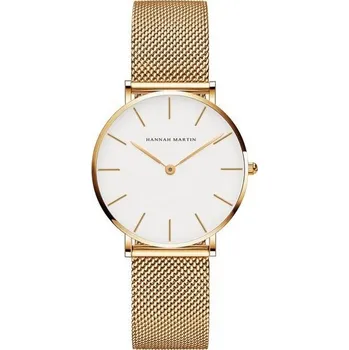 Hodinky Hannah Martin dámské hodinky zlaté s pleteným náramkem