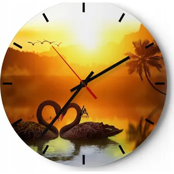 Hodiny Velké nástěnné hodiny na zeď 40x40 Srdce Skleněné hodiny Kulatý Tiché