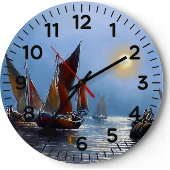 Hodiny Kuchyňské nástěnné hodiny 30x30 Slunce Moderní skleněné hodiny do obýváku Tiché