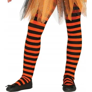 SUPER 1 Punčocháče v pruzích 3-6 let CA503 černo-oranžové Halloween Čar
