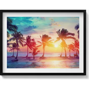 Obraz Dekorativní nástěnný obraz do pokoje Palmy Miami při východu slunce 80x60 cm