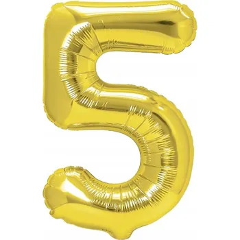 Balónek Fóliový balónek PartyPal číslice 5, 70 cm, zlatý
