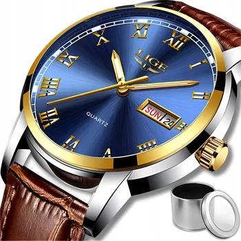 Hodinky PÁNSKÉ HODINKY LIGE KLASICKÉ ELEGANTNÍ KOŽENÉ S DATUMOVKA 4