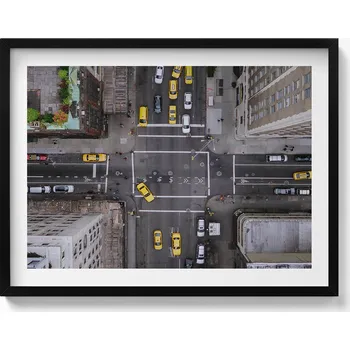 Obraz Závěsný obraz rámeček černé barvy Manhattan 5th Avenue New York 80x60 cm