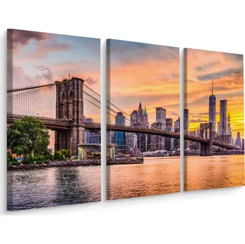 Obraz Obraz 3dílný PANORAMA Město NYC Most 3D 60x40 cm