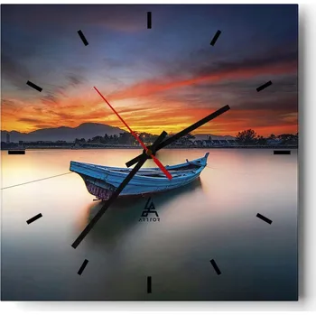 Hodiny Velké nástěnné hodiny 40x40 Krajina Skleněné hodiny Tiché