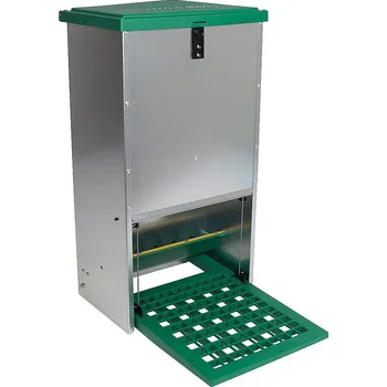 Krmítko pro ptáka Nášlapné krmítko stojanové - 20l krmiva, plastové víko i nášlap, úspora 50% krmiva