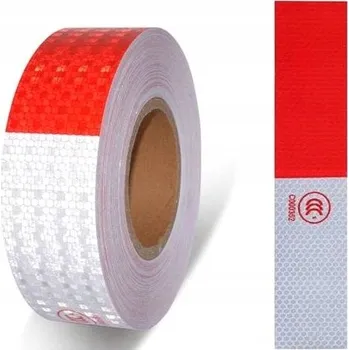 1x REFLEXNÍ PÁSKA SAMOLEPKA *30cm BÍLO-ČERVENÁ*