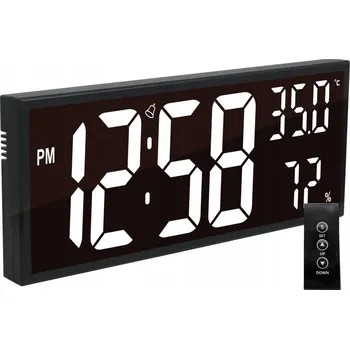 Hodiny LED nástěnné hodiny bílé JVD DH309.1 s teploměrem a vlhkoměrem + dálkové ovládání