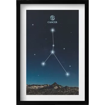 Obraz Dekorativní obraz v černém rámu na zeď Souhvězdí zvěrokruh rak 40x60 cm