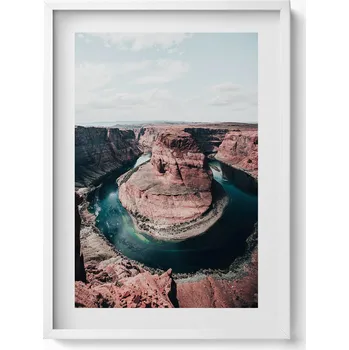 Obraz Dekorativní nástěnný obraz v bílém rámu do obýváku Řeka a útes krajina 50x70 cm