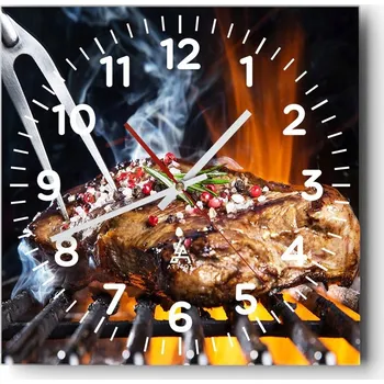 Hodiny Kuchyňské nástěnné hodiny 30x30 Gastronomie Skleněné hodiny do obýváku Tiché