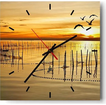 Hodiny Velké nástěnné hodiny 40x40 Krajina Skleněné hodiny Tiché