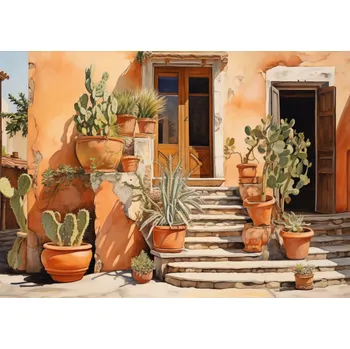 Plakát Plakát Slunný koutek kaktusů bez rámu 42 x 29,7 cm