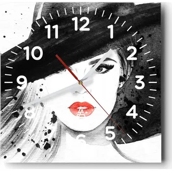 Hodiny Kuchyňské nástěnné hodiny 30x30 Žena Skleněné hodiny do obýváku Moderní Tiché