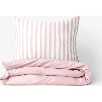 Povlečení Bavlněné povlečení Duo - Proužky s pudrově růžovou 140 x 200 a 70 x 90 cm