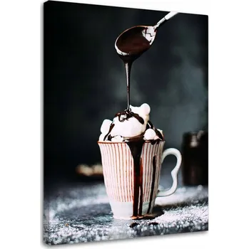 Obraz PLÁTNO Hrnek Káva Čokoláda pěna 60x90