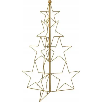 Vánoční dekorace Ozdobný kovový stojan zlatý - hvězdy, vánoční stromek