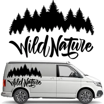 Samolepicí dekorace na vozidlo SAMOLEPKA na auto karavan WILD NATURE LES 43x62