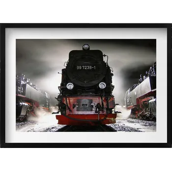 Obraz Moderní nástěnná dekorace obraz v černém rámu Lokomotivy v noci 70x50 cm