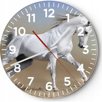 Hodiny Kuchyňské nástěnné hodiny 30x30 Kůň Moderní skleněné hodiny Obývací pokoj Tichý