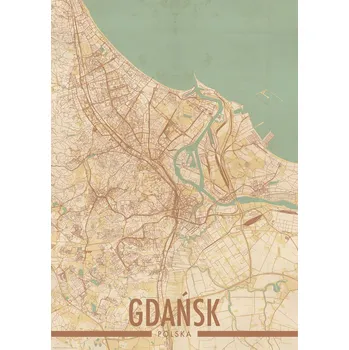 Obraz Plakát Gdaňsk Mapa Města bez rámu 42 x 59,4 cm