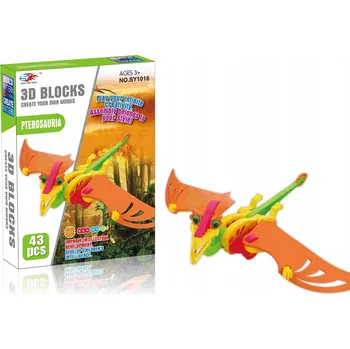 ostatní stavebnice PTEROSAURUS PĚNOVÉ STAVEBNICE MĚKKÉ PUZZLE 3D 43 DÍLKŮ